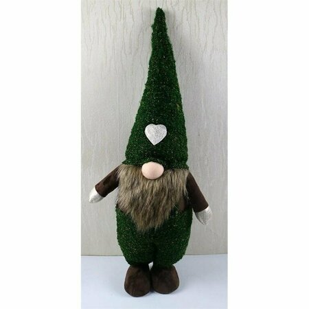 Homeroots 26 x 6.5 x 9.5 in. Topiary Dark Green & Brown Standing Gnome 399312